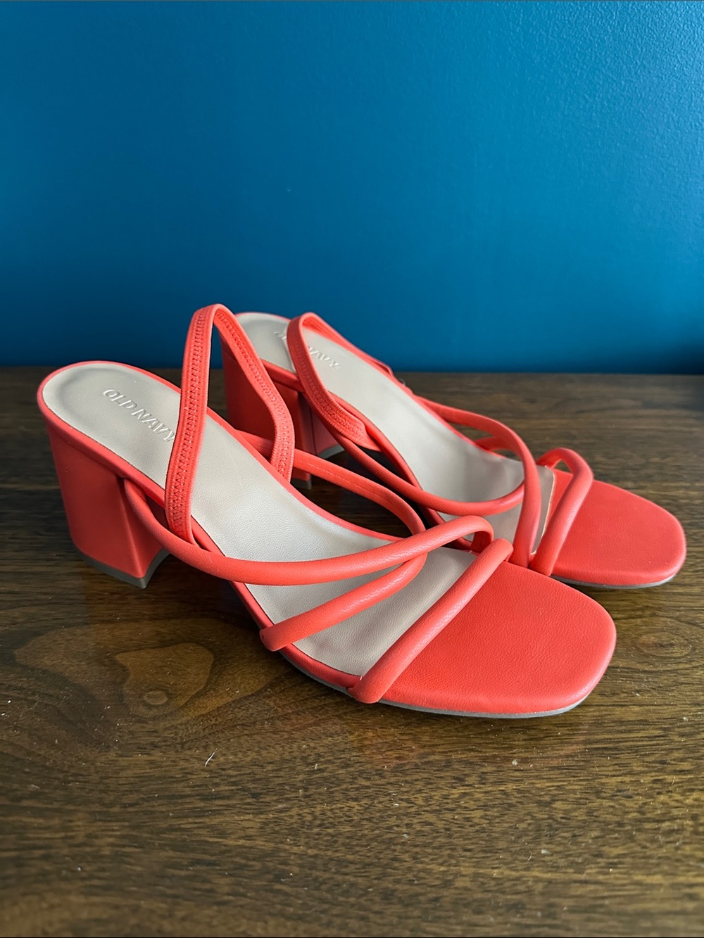Old Navy orange  Strappy Block Heel Sandals